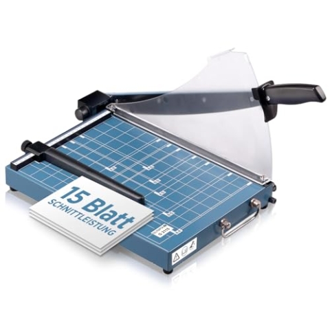 Olympia G 3115 Profi Hebelschneider | Papierschneider DIN A4 | Papierschneidemaschine bis zu 15 Blatt | Schneid-Schutz & Arretierungsmöglichkeit | Papier Schneidegerät | 310 mm Arbeitsbreite | blau