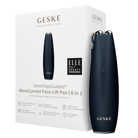 GESKE | SmartAppGuided™ MicroCurrent Face-Lift Pen | 6 in 1 | Skincare Tool mit Mikrostrom | Anti Aging Device | Gesichtsstraffung | Junge Haut ohne Falten | Gerät für das Gesicht
