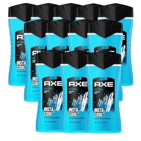 Axe 3-in-1 Duschgel & Shampoo Ice Chill für langanhaltende Frische und Duft nach der Dusche dermatologisch getestet 250 ml 12 Stück