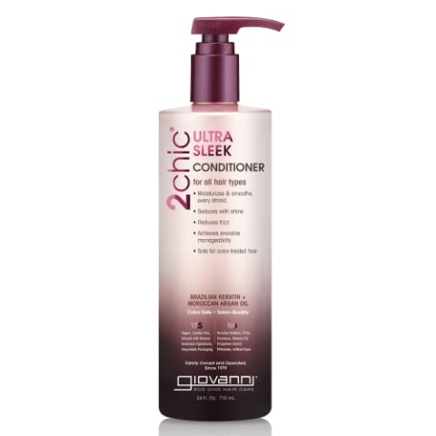 Giovanni Cosmetics 2chic Brazilian Keratin and Argan Oil Ultra-Sleek Conditioner, 24 OZ