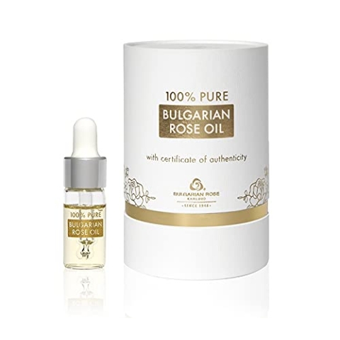 Reines 100% ätherisches Rosenöl Otto Bulgarian Rosa Damascena Rose Attar 3 ml unverdünnt zertifiziert in Zylinderbox