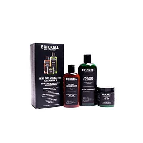 Brickell Men's Products täglich erweiterte gesichtspflege routine ii, aktivkohle gesichtsreiniger, gesichtspeeling, gesichtscreme lotion, natur- und bio, duftend