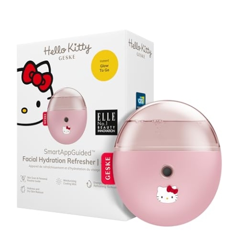 GESKE x Hello Kitty | SmartAppGuided™ Facial Hydration Refresher | 4 in 1 | Wasserzerstäuber | Gesichtsdampfer | Face Mister | Gesichtsreinigungsgerät | Sprühnebler | Skin Kosmetik | natürlicher Glow