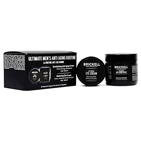 Brickell Men's Ultimate Anti Aging Routine - Nachtcreme & Augencreme gegen Falten und Augenringe - Anti Falten Creme gegen Tränensäcke & geschwollene Augen - Natürlich & organisch - Unparfümiert