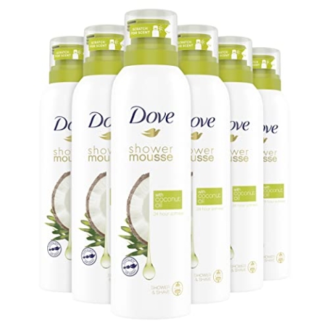 Dove Kokosöl Duschschaum angereichert mit ätherischen Ölen Duschmousse für 24h Weichheit 200ml 6er Pack