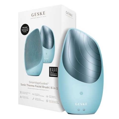 GESKE | SmartAppGuided™ Sonic Thermo Facial Brush | 6 in 1 | Hautreinigung | Reinigungsbürste mit Wärmefunktion | Gesichtsmassagegerät | elektrische Gesichtsbürste | Gesichtsreinigungsgerät