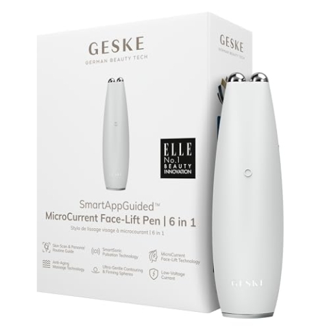 GESKE | SmartAppGuided™ MicroCurrent Face-Lift Pen | 6 in 1 | Skincare Tool mit Mikrostrom | Anti Aging Device | Gesichtsstraffung | Junge Haut ohne Falten | Gerät für das Gesicht