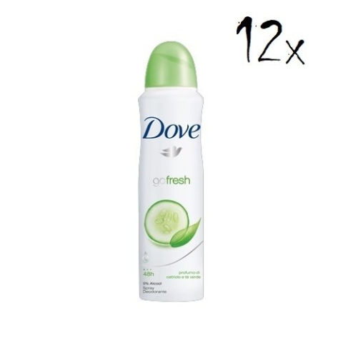 Dove 12x Go Fresh anti traspirant Gurke Grüner Tee deo spray deodorant 150ml