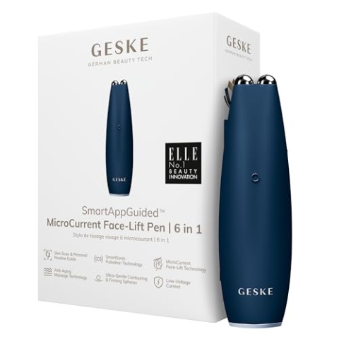 GESKE | SmartAppGuided™ MicroCurrent Face-Lift Pen | 6 in 1 | Skincare Tool mit Mikrostrom | Anti Aging Device | Gesichtsstraffung | Junge Haut ohne Falten | Gerät für das Gesicht