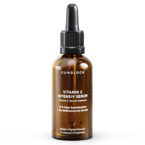 JUNGLÜCK Vitamin C Serum Hochdosiert Gesicht Intensiv - Anti Aging Serum gegen Pigmentflecken, Rötungen und Augenringe - Gesichtsserum für strahlenden Teint und schützt vor lichtbedingter Hautalterung