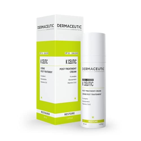 K Ceutic | Beruhigende & Reparierende Gesichtscreme | Konzentrierte Pflege Post Treatment | K-Komplex, Vitamine C & E | Bei Geschädigter Haut | UV-Schutz LSF 50 | Hypoallergen | 30 ml | Dermaceutic