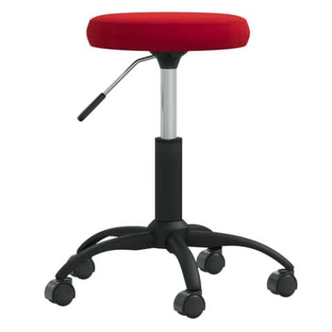 vidaXL Massagehocker mit Rollen Drehbar Höhenverstellbar Rollhocker Arbeitshocker Salon Beauty Hocker Drehhocker Praxishocker Samt Weinrot