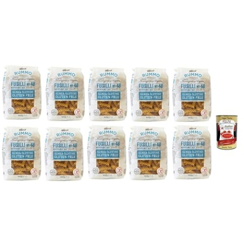 10x Rummo Pasta Fusilli N 48 senza Glutine, gluten free, 100% italienische Pasta nudeln glutenfrei 400g + Italian Gourmet polpa 400g