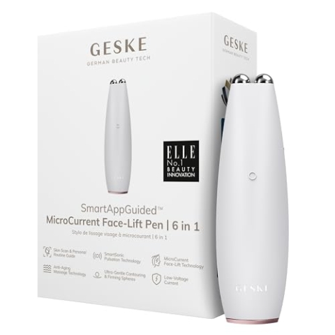 GESKE | SmartAppGuided™ MicroCurrent Face-Lift Pen | 6 in 1 | Skincare Tool mit Mikrostrom | Anti Aging Device | Gesichtsstraffung | Junge Haut ohne Falten | Gerät für das Gesicht