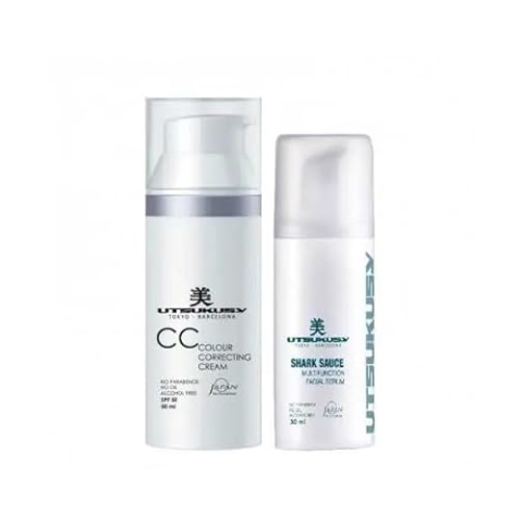 Utsukusy - KIT "MESO BB GLOW" - Serum Shark Sauce 30ml + BB Cream Color 50 SPF - 50ml - Hautverjüngende Pflege für strahlenden Teint.