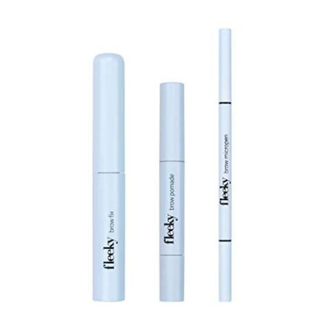 fleeky Augenbrauen-Set Brow Fix, Pomade & Micropen 3in1 - Perfekte Form Schattierung Füllung & Definition für natürliche wischfeste Ergebnisse (light brown)