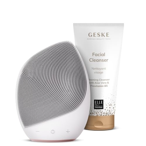 GESKE | Sonic Facial Brush 5 in 1 inkl. Facial Cleanser | SmartAppGuided Gesichtsbürste | Set mit passender Kosmetik-Zugabe | Beauty-Bundle