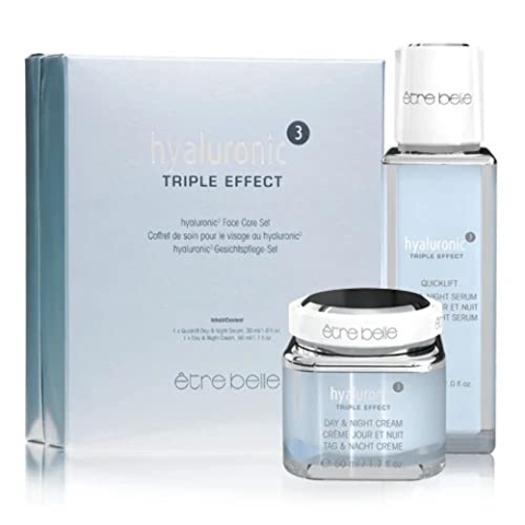 hyaluronic³ Gesichtspflege Set; être belle Cosmetics; Tag & Nacht Creme + Serum; Feuchtigkeitspflege mit Hyaluronsäure
