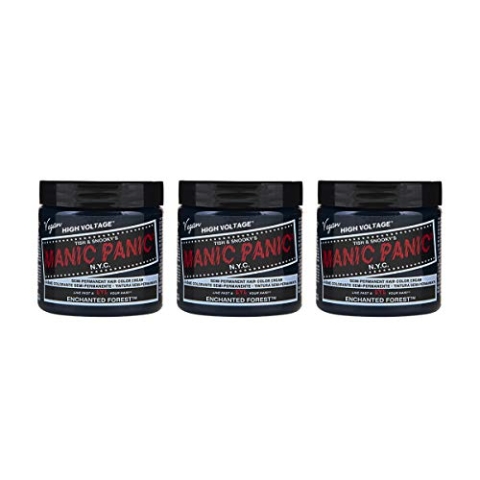 Manic Panic Enchanted Forest Classic Creme, Vegan, Cruelty Free, Green Semi Permanent Hair Dye 3 x 118ml