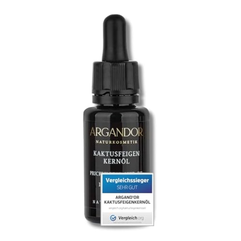ARGAND'OR KAKTUSFEIGENKERNÖL BIO 20 ml - VERGLEICHSSIEGER 2024 (vergleich.org) kaltgepresst - 100% rein, fair, nachhaltig, vegan - Zertifizierte Biokosmetik - Gesicht, Altersflecken, Pickel