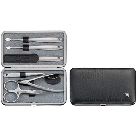 Zwilling TWINOX Maniküre Set 6-teilig Pediküre Pflege Hände Füße Mann Frau Elchleder Schwarz 97179-004-0