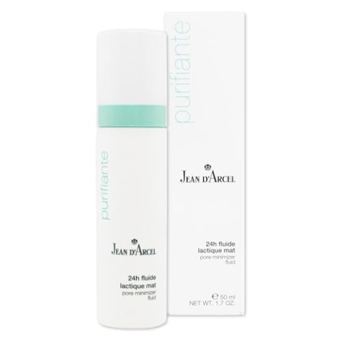 JEAN D'ARCEL PURIFIANTE 24h fluide lactique mate – 24h Fluid für die fettige & großporige Haut – Mit Rotklee- & Zimtrinden-Extrakt – pore minimizer fluid – 50 ml