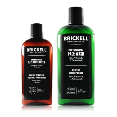 Brickell Men's Daily Essential Face Care Routine II, Aktivkohle-Gesichtswaschmittel und Tägliche Gesichtsfeuchtigkeitscreme, Natürlich und Organisch, Duftend