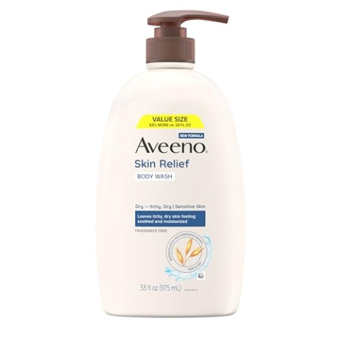 Aveeno Haut Relief Fragrance-Free Body Wash mit Hafer zu Beruhigen trockene juckende Haut, zart, Soap-Free & Dye-Free für empfindliche Haut, 33 fl. oz