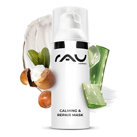 RAU Cosmetics Gesichtsmaske für trockene Haut Calming & Repair Mask 50 ml - Hautmaske - Rückfettend, reizlindernd, beruhigend mit Urea, Aloe Vera, Panthenol - Gesichtsmaske Kosmetik Herren Frauen
