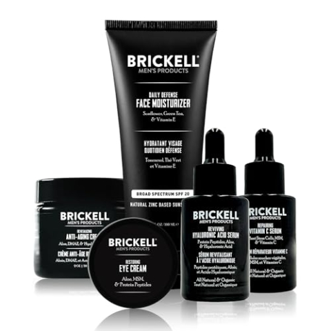 Brickell Men's Products vollständige defense anti-aging-routine, nachtgesichtscreme, vitamin c tag und nacht serum, moisturizer w/spf und augencreme, natur- und bio, duftend