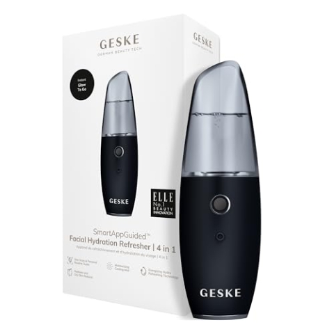 GESKE | SmartAppGuided™ Facial Hydration Refresher | 4 in 1 | Wasserzerstäuber | Gesichtsdampfer | Wasserspray | Face Mister | Gesichtsreinigungsgerät | Sprühnebler | Kosmetik | natürlicher Glow