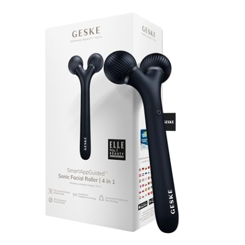 GESKE | SmartAppGuided™ Sonic Facial Roller | 4 in 1 | Gerät für Gesicht | Derma Roller | Professioneller Gesichtsroller | Strafft und definiert die Haut im Gesicht