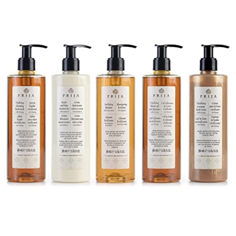 PRIJA Kosmetikset: Haarshampoo, Flüssigseife, Feuchtigkeitscreme, Schaumbad, Duschgel 5x380ml