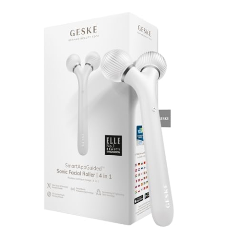 GESKE | SmartAppGuided™ Sonic Facial Roller | 4 in 1 | Gerät für Gesicht | Derma Roller | Professioneller Gesichtsroller | Strafft und definiert die Haut im Gesicht