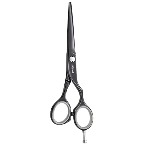 JAGUAR Haarschere DIAMOND E TITAN 6.0" | Friseurschere im Offset-Design | antiallergene schwarze Titan-Hochglanzbeschichtung | Made in Germany
