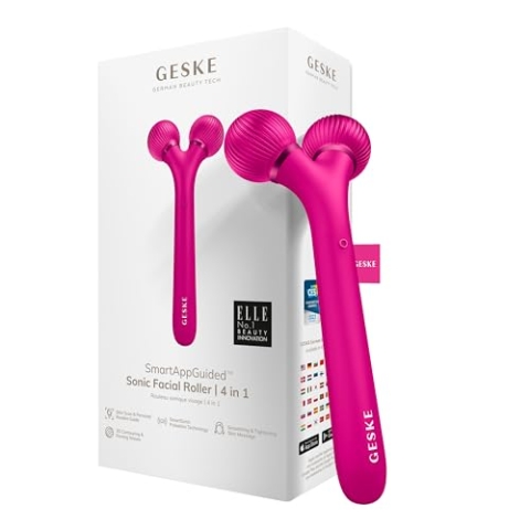 GESKE | SmartAppGuided™ Sonic Facial Roller | 4 in 1 | Gerät für Gesicht | Derma Roller | Professioneller Gesichtsroller | Strafft und definiert die Haut im Gesicht
