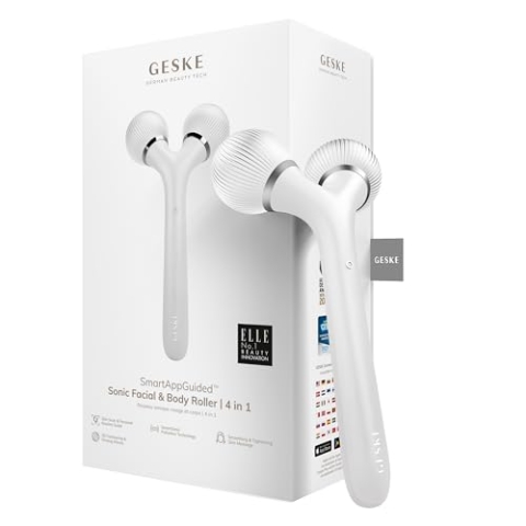 GESKE | SmartAppGuided™ Sonic Facial & Body Roller | 4 in 1 | Derma Roller | Gerät für Gesicht und Körper | Professioneller Gesichtsroller | Strafft und definiert Körper und Gesicht