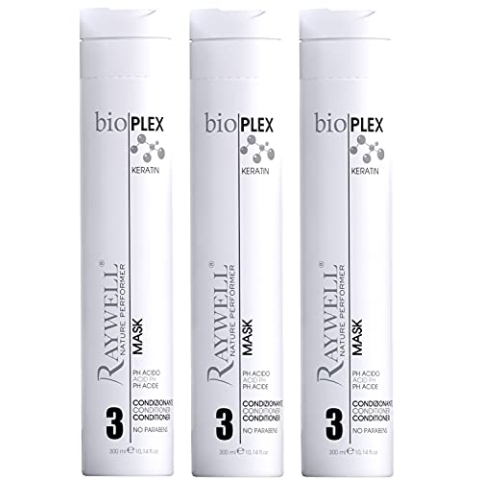 3er Keratin Mask Conditioner ohne Paraben Bioplex Raywell für glänzendes volles Haar 300 ml