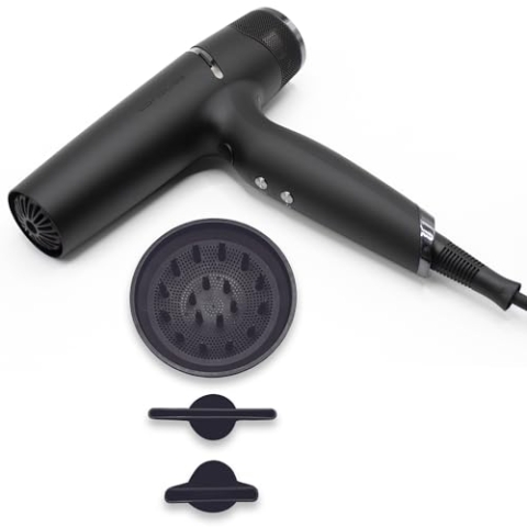 Corioliss Whisper Professioneller Haartrockner, super leise, leicht, 330 g, leistungsstark, Selbstreinigungsmodus, Ionen, Diffusor und 2 Düsen