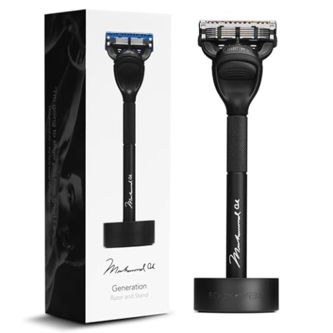 Bolin Webb Generation Rasierer und Ständer in Blau Ausgestattet mit Gillette Fusion5 Klinge Luxus-Rasierer für Männer (Black-Ali)