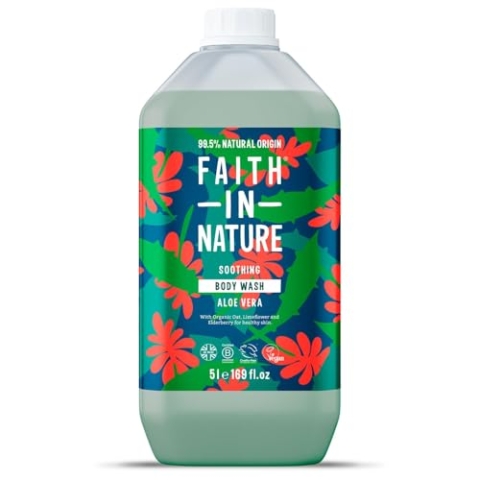Faith In Nature Natural Aloe Vera Body Wash, Rejuvenating, Vegan & Cruelty Free, No SLS or Parabens, 5L Refill Pack