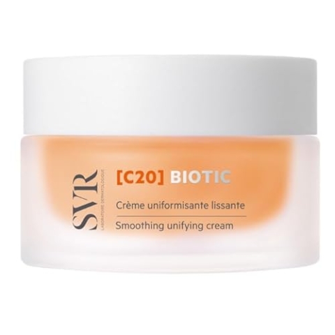 SVR - New Glättende Creme [C20] Bio – Anti-Falten, Eclat, Antioxidans – Probiotika + Hyaluronsäure + 20 % Vitamin C optimiert – für stumpfe Haut – nachfüllbarer Topf – Topf 50 ml