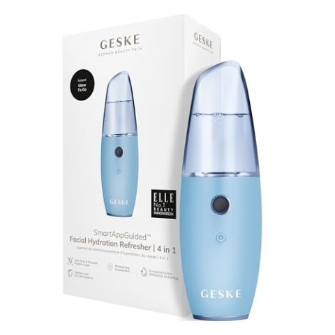 GESKE | SmartAppGuided™ Facial Hydration Refresher | 4 in 1 | Wasserzerstäuber | Gesichtsdampfer | Wasserspray | Face Mister | Gesichtsreinigungsgerät | Sprühnebler | Kosmetik | natürlicher Glow