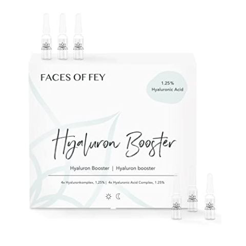 Hyaluron Booster FACES OF FEY - Derma roller Ampullen – 1,25% Hyaluronsäure - 4Fach Hyaluron-Booster– 30 Premium Glasampullen