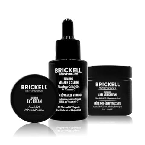 Brickell Men's Products advanced anti-aging-routine, nachtgesichtscreme, vitamin c gesichtsserum und augencreme, natur- und bio, duftend