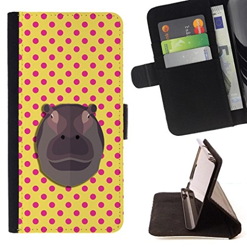 BeanShells [ Microsoft Lumia 850 Hülle [ Flip Cover Leder Wallet ] – Nilpferd Banana Pink
