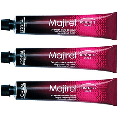 3x Loreal Majirel 8,21 Hellblond Irise Asch Creme Haarfarbe - 50ml