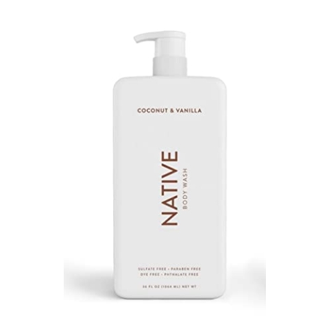 Native Duschgel für Damen, Herren | sulfatfrei, parabenfrei, farbstofffrei, mit natürlich gewonnenen sauberen Inhaltsstoffen, 1020 ml Flasche mit Pumpe – 1 Stück (Kokosnuss und Vanille)