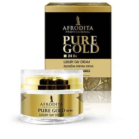 Afrodita Professional PURE GOLD 24 Ka Luxuriöse Tagescreme l 50 ml l leistungsstarke Anti-Aging-Formel mit Partikeln aus reinem, 24-karätigem Gold