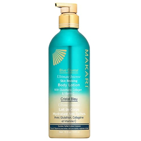 Makari blaue belebende Kristall Bodylotion 16.8 oz - Aufhellende, feuchtigkeitsspendende Creme mit natürlichem Glutathion - Befeuchtet, behandelt und verbessert die jugendlich strahlende Haut